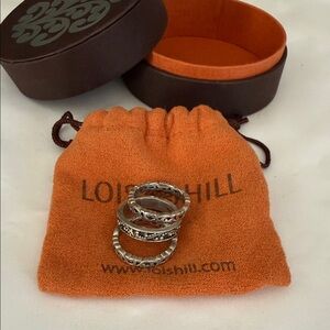 Lois Hill Silver Stacking Rings with Orange Branded Pouch